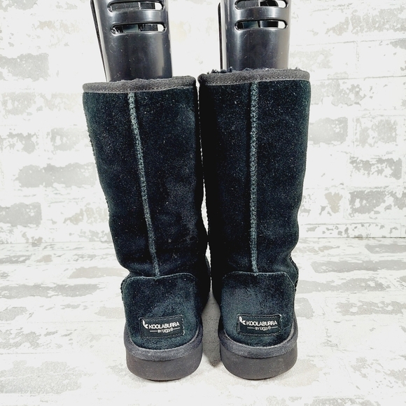 Koolaburra by UGG Black Leather Suede Sheepskin Round Toe Winter Boot A835 - Picture 6 of 13